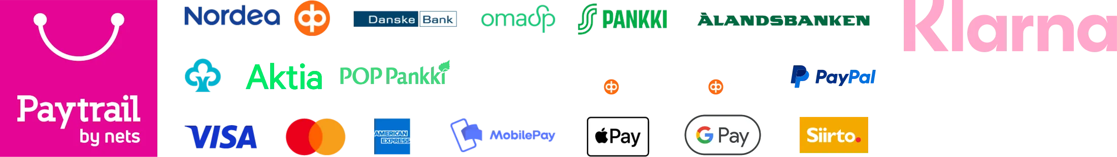 Maksutavat Paytrail Klarna Stripe